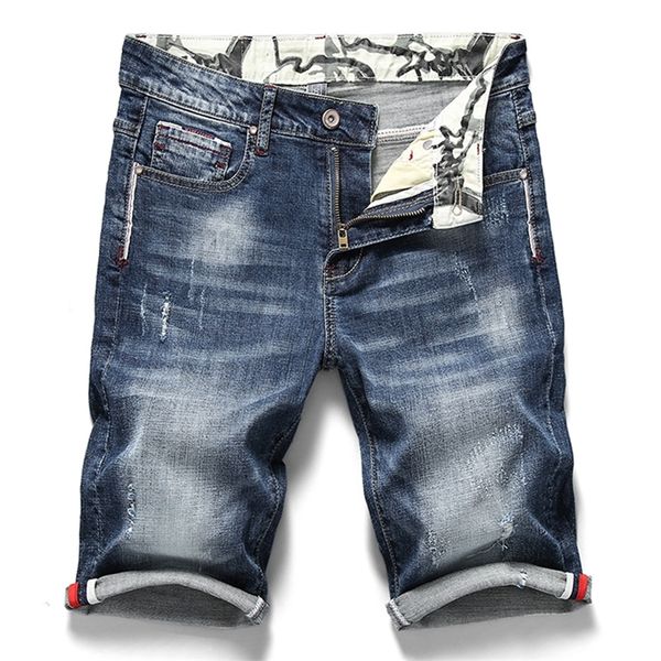 

summer men's stretch short jeans fashion casual slim fit elastic denim shorts male brand clothes 220507, White;black