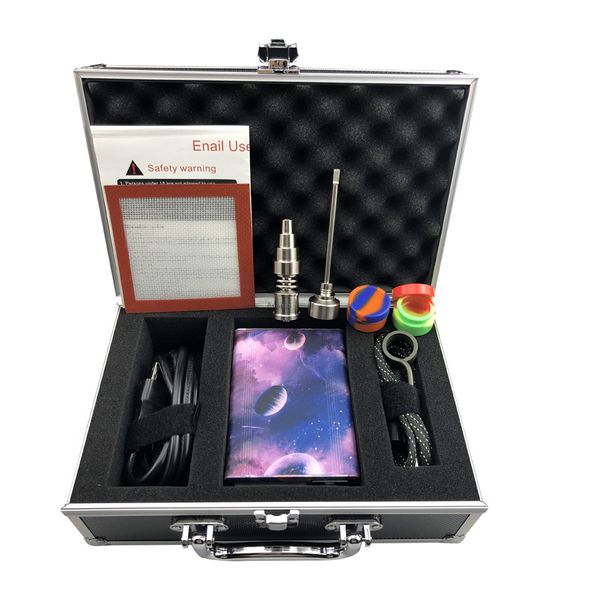 Starry Sky Smoking Portable PID Temperature Control Dabber Box E NAIL Kit con cuscinetti in silicone Mat Scatola in alluminio per vaporizzatore a base di cera secca alle erbe Oil Rigs