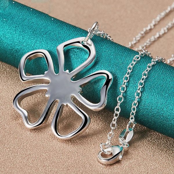 

925 sterling silver snake chain flower pendant necklace for woman wedding engagement party charm jewelry