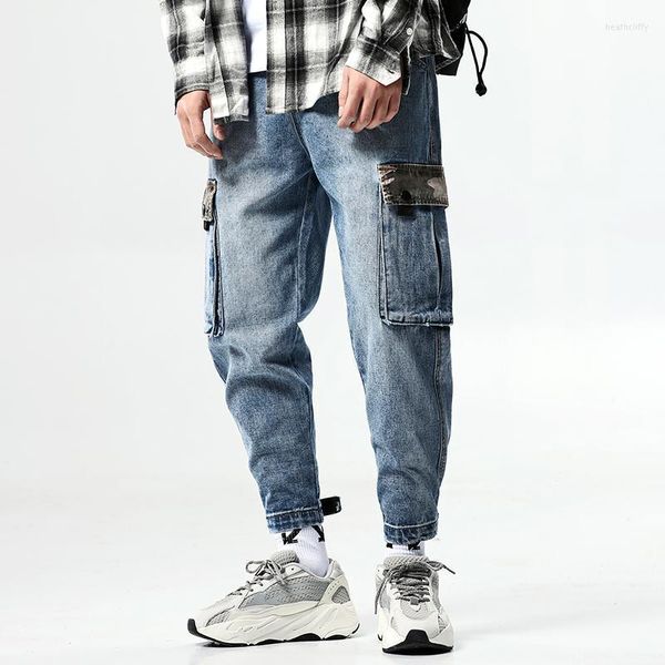 Jeans da uomo Pantaloni lunghi Harem strappati Uomo Spring Hole Moda uomo Skinny Baggy per pantaloni Hiphop AbbigliamentoHeat22 da uomo