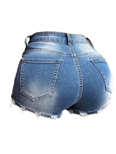 

sxy high stretch ripped detail denim shorts s3i2#, White;black