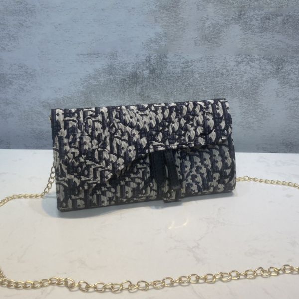 

women's shoulder bags classic blue oblique jacquard wallet chain clutch purse luxury crossbody saddlebag metal logo