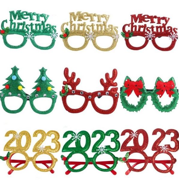 Decoração de óculos de Natal glitter 2022 2023 Férias de vidro de vidro Decorações de casas de natal Decorações de casas B0715