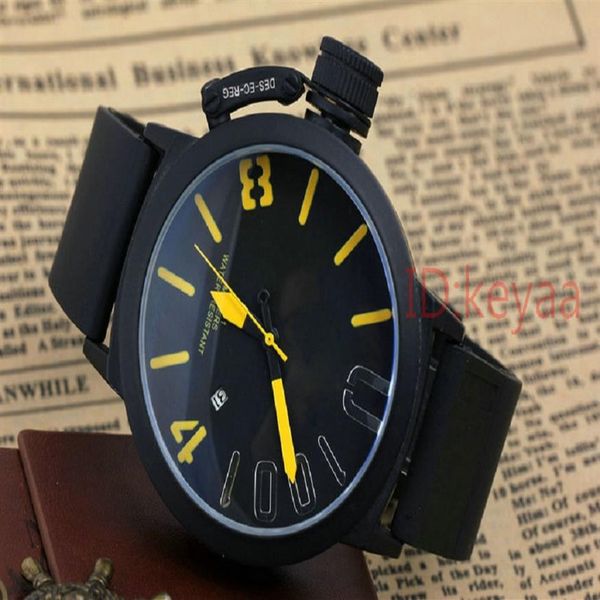 

black case designer mens boat watch sports 50mm big silver watch rubber classic luxury automatic movement mechanical u watches wri2359, Slivery;brown