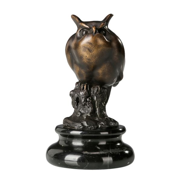 

small night owl statuette bronze birds sculpture animal copper statue figurine for home decor indoor shelf display metal art, Silver