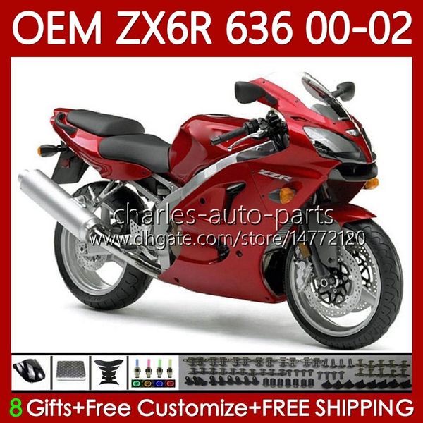 Kawasaki Ninja ZX 636 için OEM gövdesi ZX-600 ZX-6R ZX636 ZX6R 00 01 02 37HC.2 ZX600 CC 6 R ZX 6R ZX600 Cowling ZX-636 2000 2001 2002 Enjeksiyon Kırmızı Alevler Yeni Kalıp Fairing