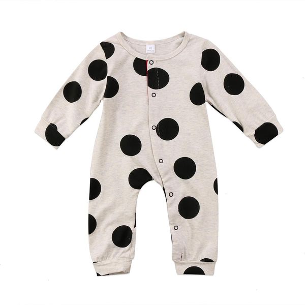 

newborn baby boy girl infant cotton long sleeves button romper polka dot jumpsuit outfits cute clothes, Blue