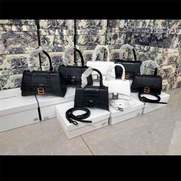 

bags designer fashion balencaigas's high family 2022 board b hourglass leather women's bag word buckle crocodile single shoulder d
