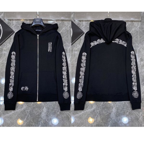 

fashion men classic hoodie designer luxury zipper brand ch sweatshirts horseshoe sanskrit cross print pullover hooded sweater coat shirt wom, Black