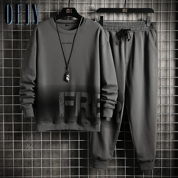 

mens clothing 2 piece set winter autumn tracksuit men jogging suit male running clothes patchwork sweatshirts jogger sets 220708, Gray
