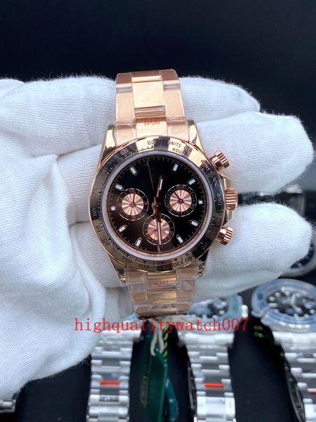 

classic series men's wristwatches black dial 40mm 18k rose gold stainless steel bp 7750 movement blue luminescent 116505 automatic chro, Slivery;brown