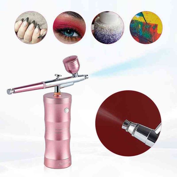 

foreverlily mini air compressor kit air-brush paint spray gun airbrush for nail art tattoo craft cake nano fog mist sprayer 220517