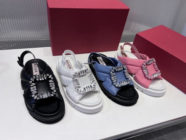 

summer new single strap crystal diamond solid color cool ladies diamond buckle sandals, Black