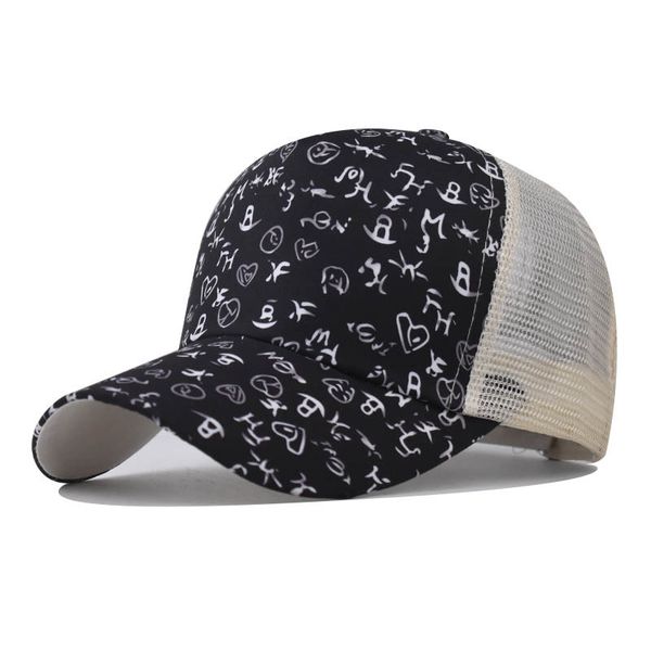 

fashion printed ponytail cap ladies baseball cap small letters ball hat snap caps for women breathable mesh hats, Blue;gray