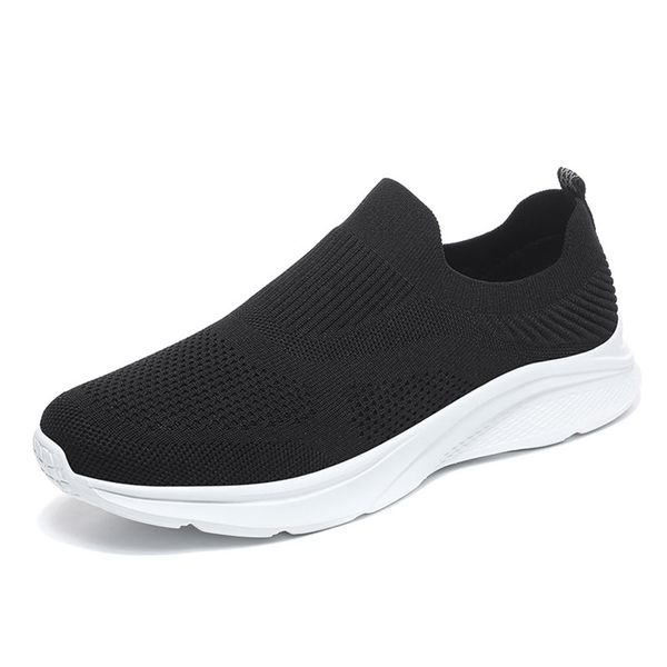 

slip on sneakers men lightweight running shoes breathable knitted sock white jogging walking sport male casual 220811, Black