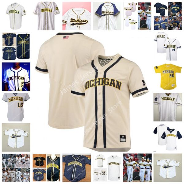 

custom stitched michigan wolverines baseball jersey 37 chase allen 39 connor o'halloran 40 angelo smith 41 christian blakely 47 jacob d, Black