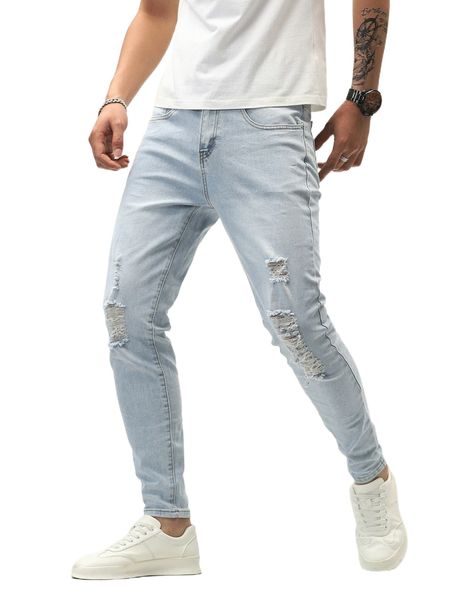 

men ripped frayed skinny jeans f5yd#, Blue