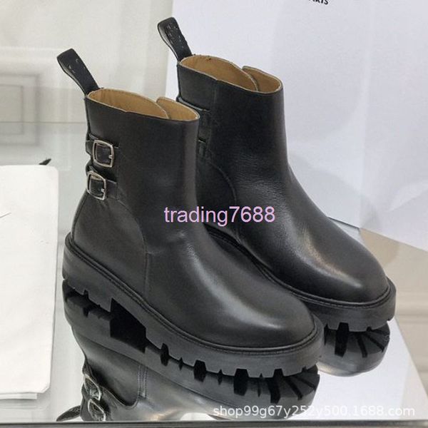 

boots boots celin21fw autumn winter short boots viscose shoes round head black sgs artificial wool flat heel martin