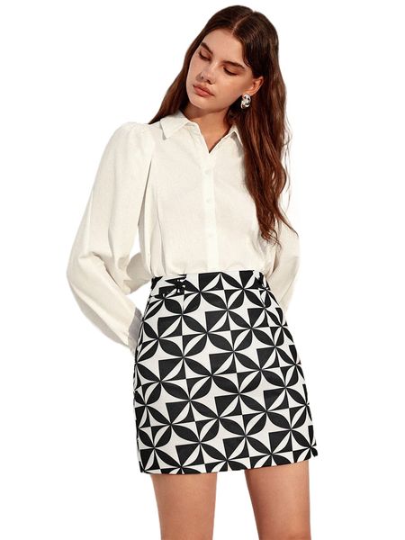 

allover print skirt z4u5#, Black