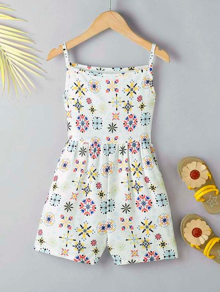 

toddler girls geo print cami romper she, Blue