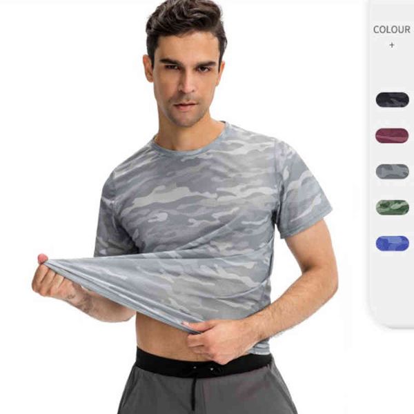 

men's camouflage fitns short sve loose t shirt, White;black