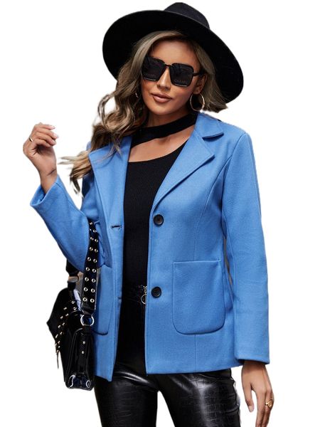 

lapel neck double pocket overcoat f4yh#, Black