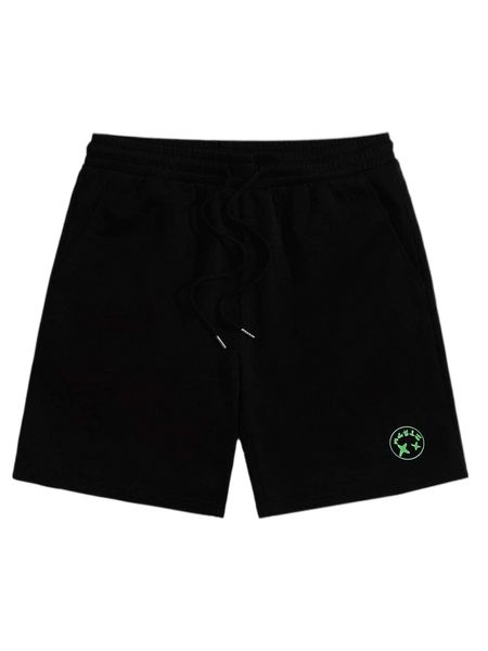 

men reflective cartoon graphic drawstring waist shorts g5t4#, White;black
