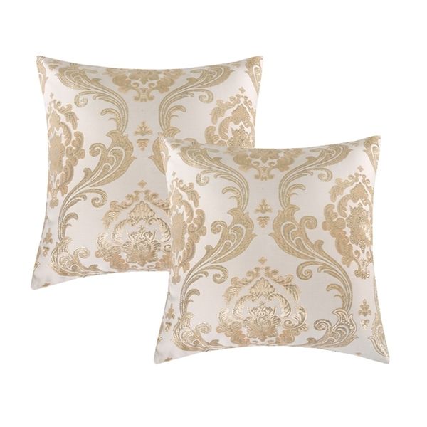 Almofadas decorativas para sofá Luxury Gold Jacquard travesseiro Capa de almofada Decoração de casa por atacado 2 pacote para 18 x 18 polegadas T200601