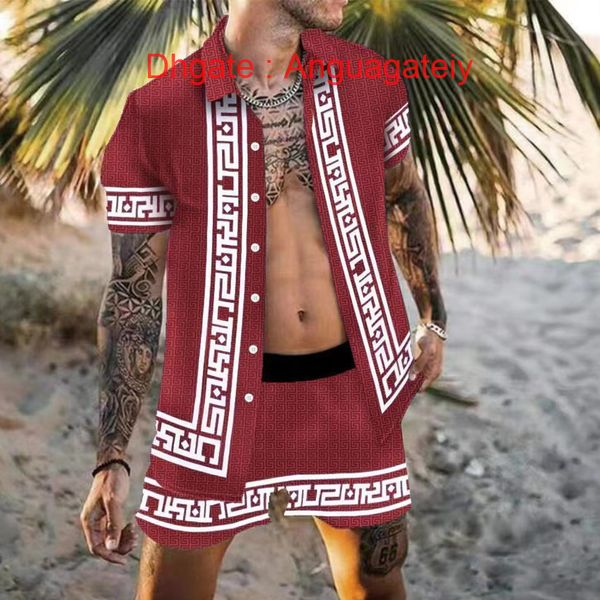 

casual fashion men's shirts luxury men tracksuits hawaiian sets printing short sleeve button shirt summer beach shorts tees streetwear, White;black