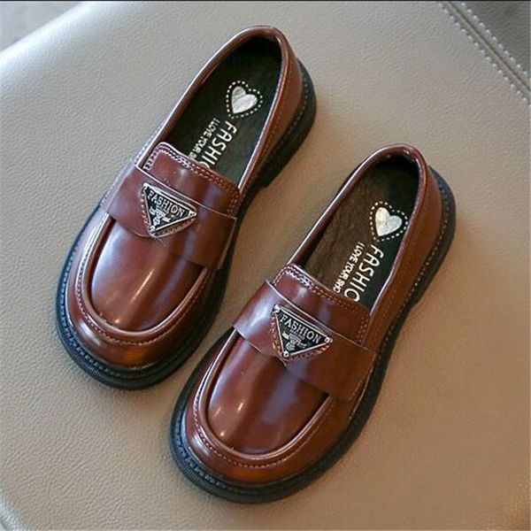 

fashion children casual sneakers pu leather boys girls flats shoes kids slip-on loafers for wedding party dress shoes, Black;red