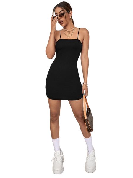

solid mini bodycon dress 231p#, Black;gray