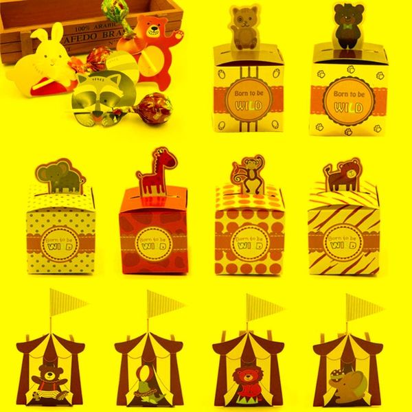 Подарочная упаковка мульти стили мультфильм животных конфеты детские бумажные пакеты на день рождения джунгли тематическая вечеринка детское душ Favors