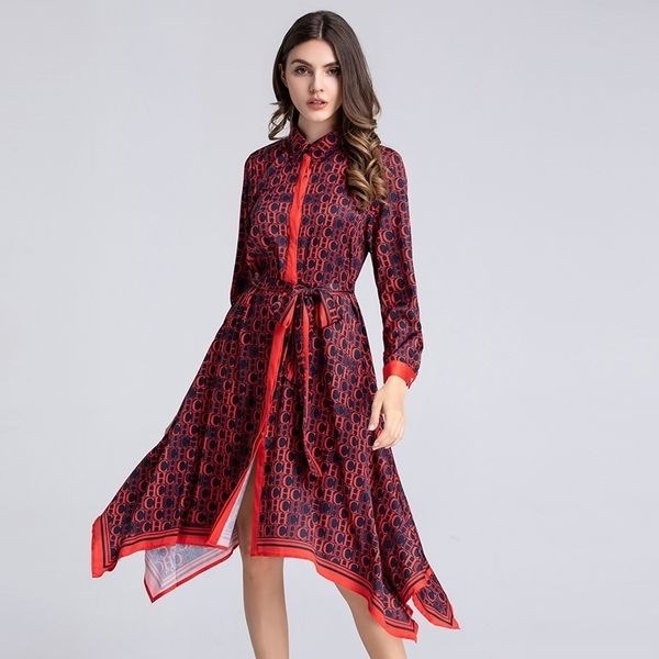 

verdejuliay luxury letters printed dresses summer runway long sleeve dress turn down collar irregular shirt dress women xxl y200102, White;black