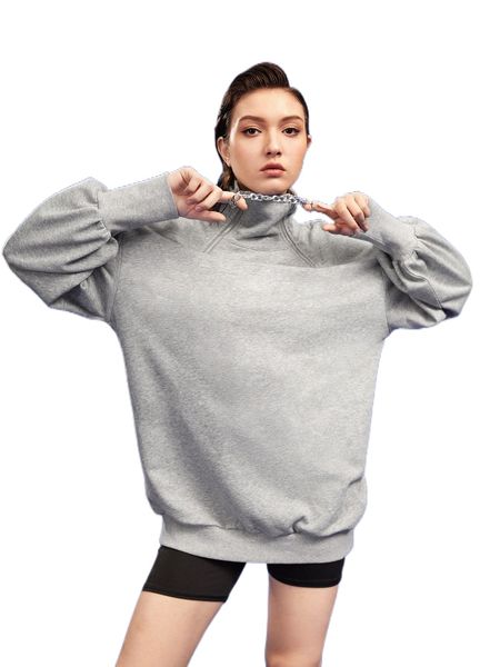 

x alisa high neck drop shoulder sweatshirt r3dt#, Black