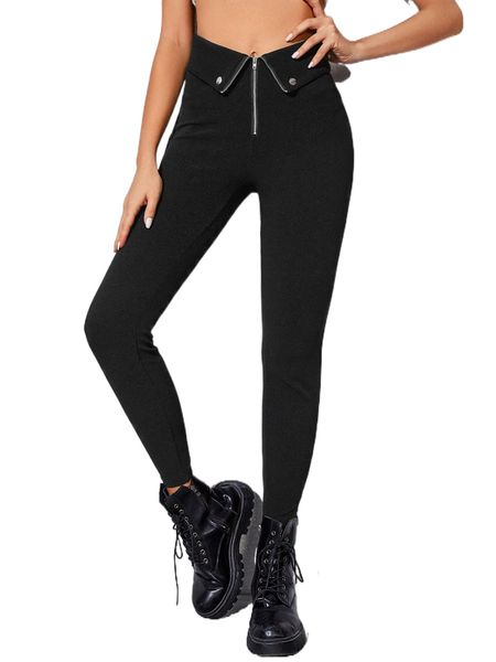 

zip front skinny pants x0yr#, Black;white