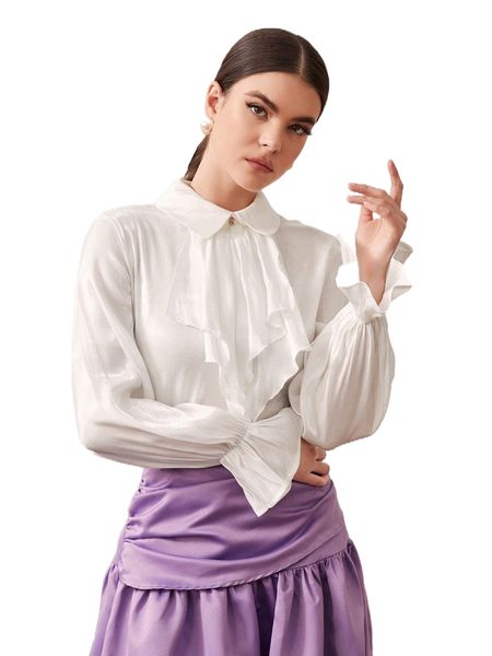 

ruffle trim keyhole back o0mv#, White