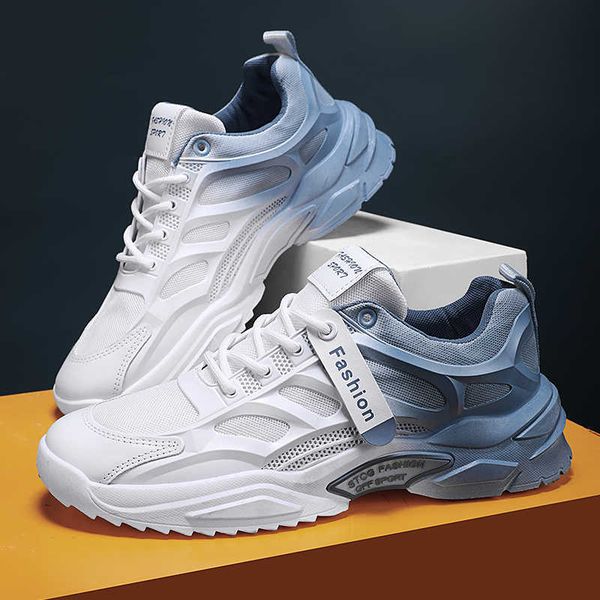 

gradient color sneakers 2022 fashion breathable men's casual walking running footwear leather surface trendy shoes, Black