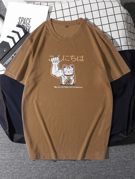 

men letter & cartoon graphic tee j7qp#, White;black