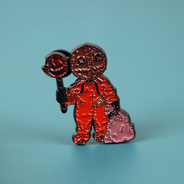

pumpkin man enamel pin horror movie badge fruit brooch personality halloween jewelry clothes bag accessories, Blue