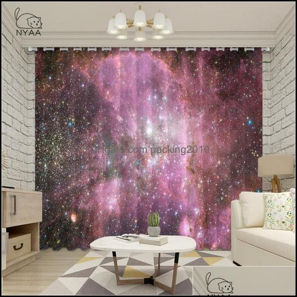 Cortina cortina home déco el suprimentos de jardim decoração janela galáxia estrelas cortinas no berçário de astronomia celestial para quarto de quarto roo