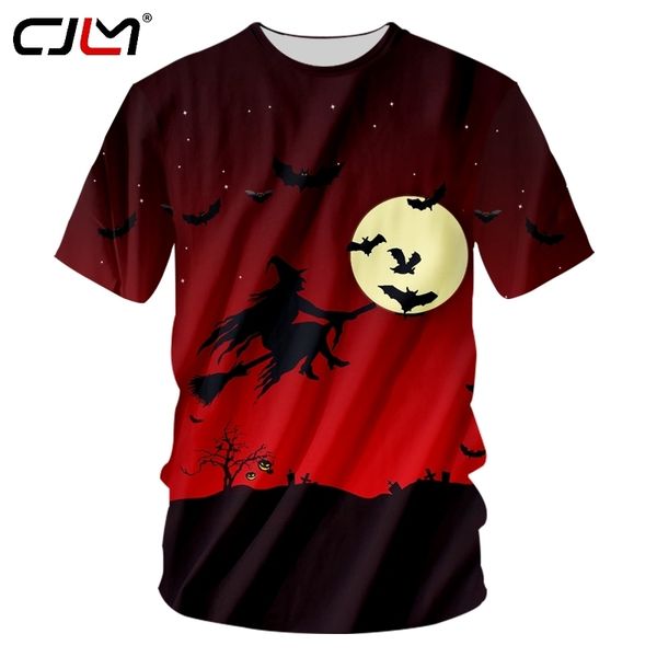

mens halloween interesting broom witch 3d printed animal black bat yellow moon man spandex gothic o neck tshirt 220623, White;black