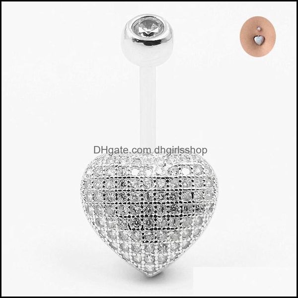 

toe rings body jewelry 925 sterling sier heart belly buttton ring cubic zircon navel piercings for women drop delive dh6a5, Silver