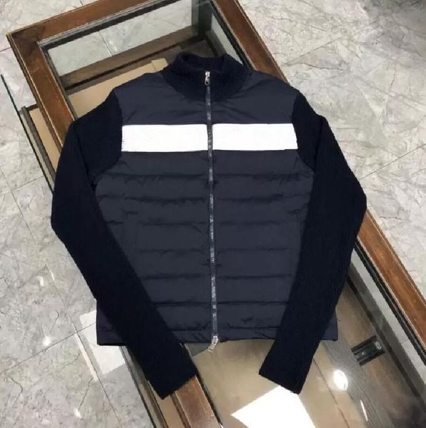 Erkekler Stand yaka kaplama yün örgü ekleme mektubu nakış tasarımı ceket ince parkas boyutu S-XL dış giyim