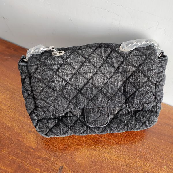 

vintage classic flap aged denim bags cross body shoulder silver metal hardware quilted large capacity luxury designer purse france women des, Red;black