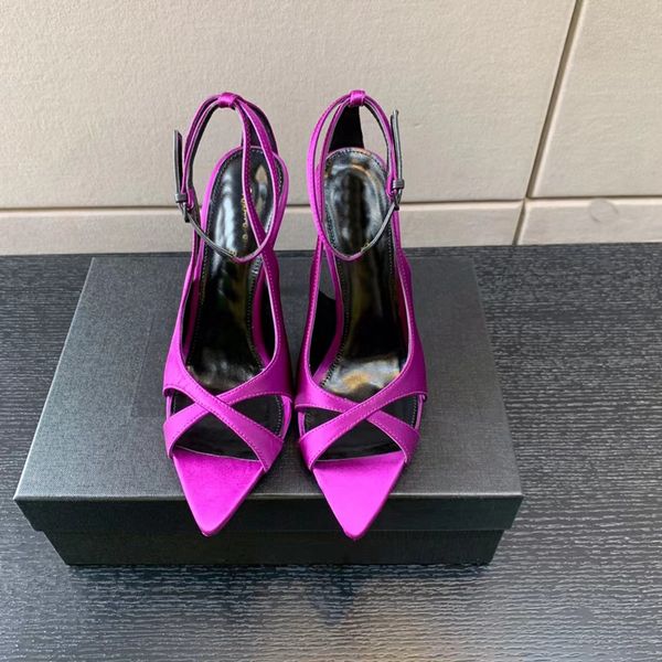 

fashion stiletto heel sandals peep-toe fish mouth silk fabrics, Black