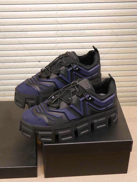 

mens luxury designer thick soles heighten shoes simple line greek pattern mesh sneakers thick soles lace-up outdoor sport shoe