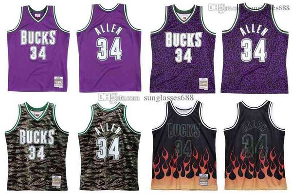 

stitched ray allen jersey s-6xl mitchell & ness 2000-01 mesh hardwoods classics retro basketball jerseys men women youth, Black