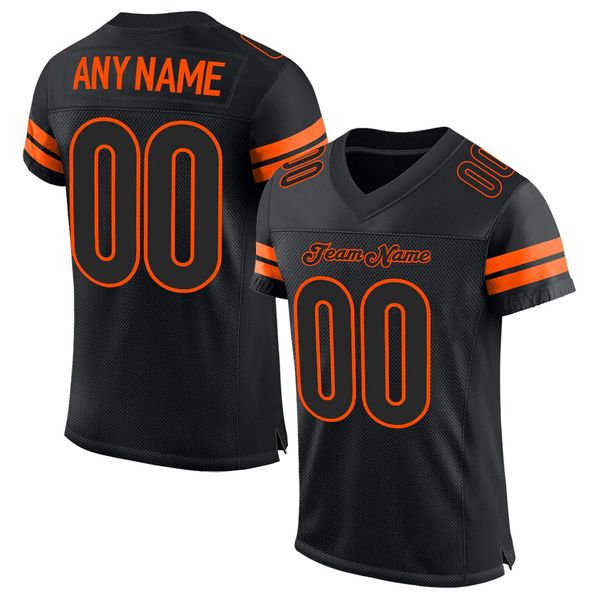 

custom black black-orange mesh authentic football jersey