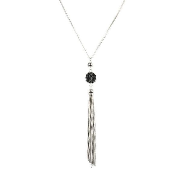 

pendant necklaces trendy silver color long tassel chain necklace women fashion exquisite party elegant statement collar jewelry