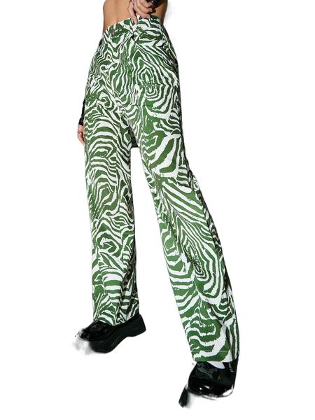 

zebra striped print high waist pants o3qd#, Black;white